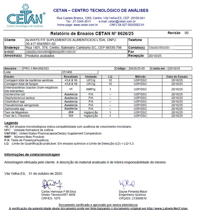 Pro3Magnésio - L-Treonina, Quelato e Dimalato - 60 Cápsulas